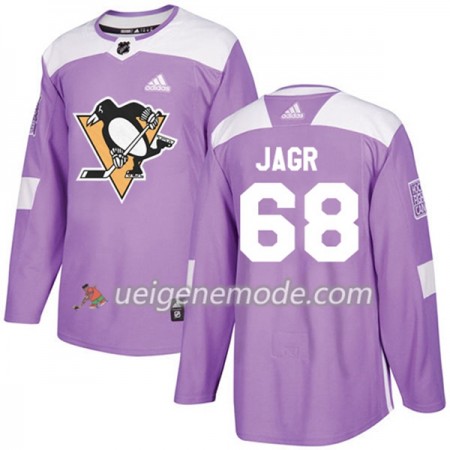 Herren Eishockey Pittsburgh Penguins Trikot Jaromir Jagr 68 Adidas 2017-2018 Lila Fights Cancer Practice Authentic